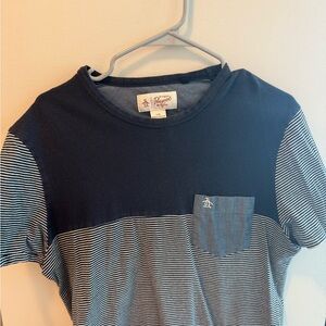 Original Penguin Navy and White Striped Tee
